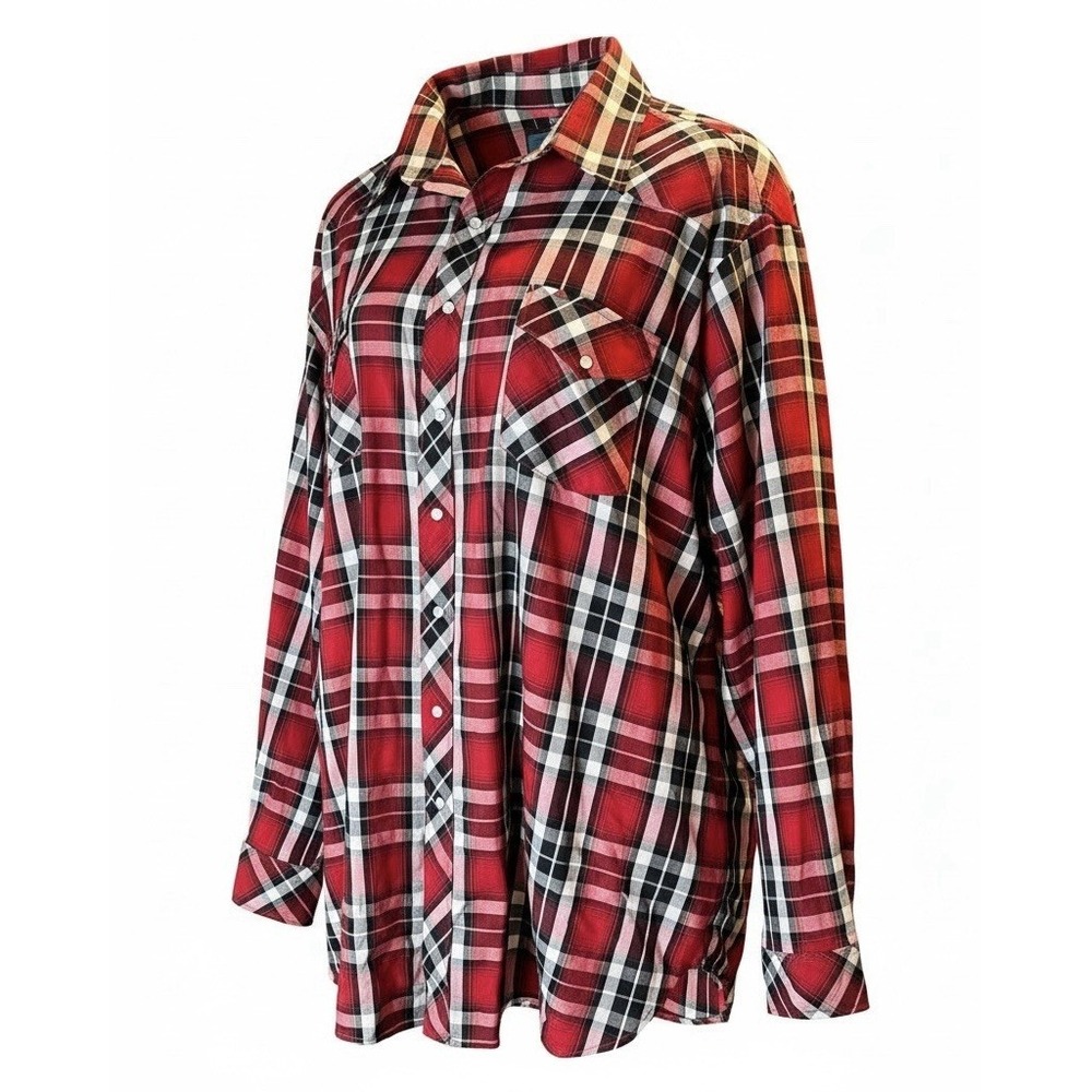 White Horse Long Sleeve Pearl Snaps Plaid Shirt Size 3XL‎ NWOT Western
